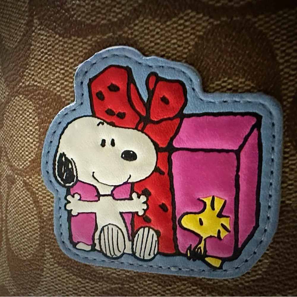 Coach Peanuts Snoopy Backpack Leather Backpack with Cartoon Patches - Picture 13 of 16